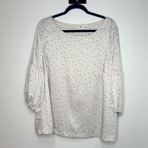 NWT Cato Plus Size Polka Dot Top with Puff Sleeves
